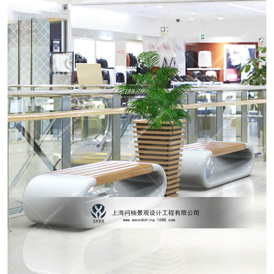 商场休闲座椅玻璃钢休闲座椅花缸花艺座椅组合商场小品装置美陈