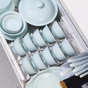 景德镇高白泥陶瓷中式 釉下彩高档青瓷餐具套装 碗碟盘家用乔迁新居