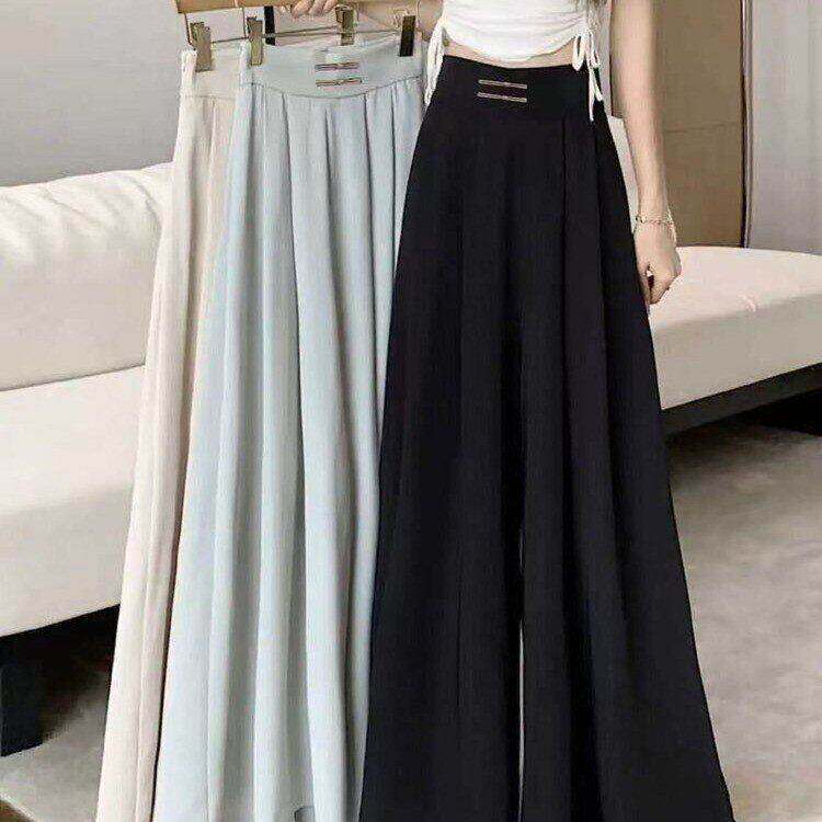 百搭高腰阔腿裤女宽松垂感百褶裙裤遮肚显瘦长裤女士休闲裤 - ANYI潮妈服饰店出品