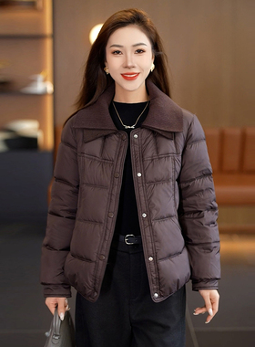 时尚翻领短款棉服女2025冬季新款宽松显瘦石墨烯保暖羽绒棉衣外套