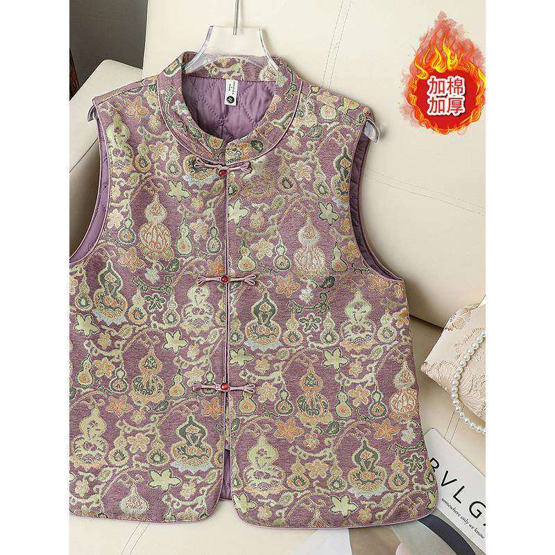2026春秋季中式重工提花棉衣马甲中老年妈妈复古唐装无袖马夹外套,女装/女士精品,马夹,淘宝优惠券,粉丝福利购,淘宝优惠卷
