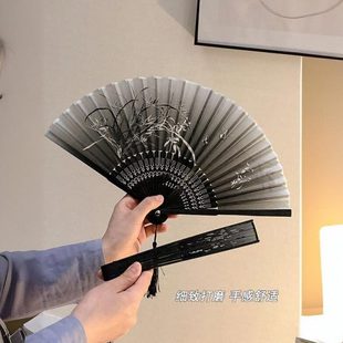 古风扇携子折叠扇全骨雅随身舞蹈素扇中国风女汉服带竹竹 折扇古装