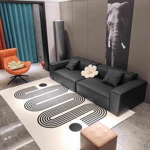 高级简约轻奢ins风地垫卧室床奶油感边线条家用客厅地毯沙发茶几