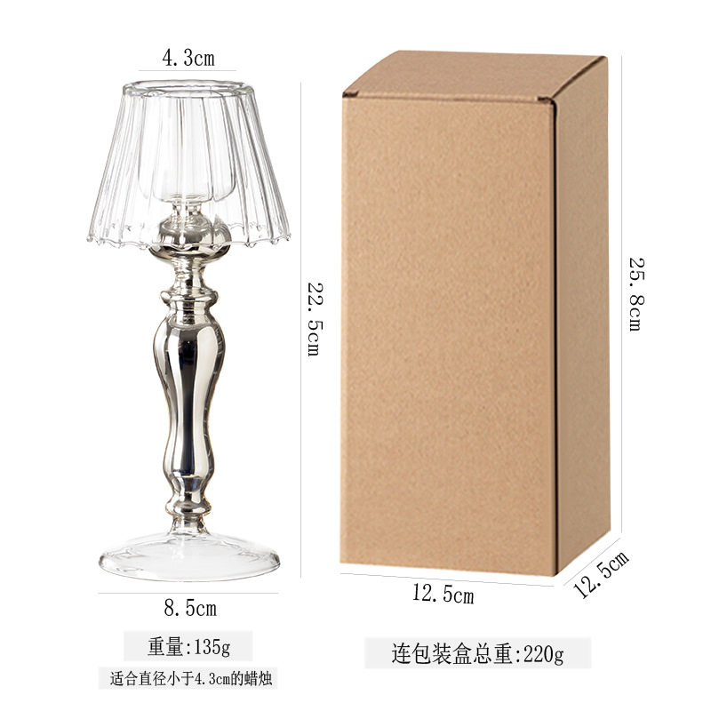 台灯烛台玻璃镀银烛台欧式简约玻璃烛台复古创意烛台摆件烛光晚餐