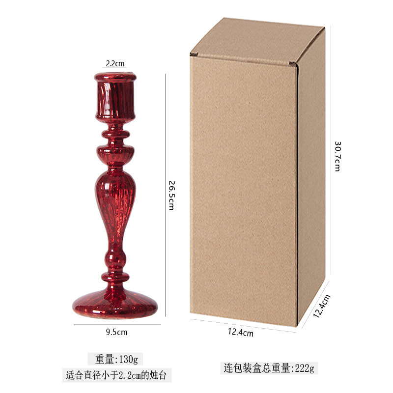 镀银烛台复古摆件浪漫烛光晚餐玻璃装饰法式欧式藏银烛台摆件