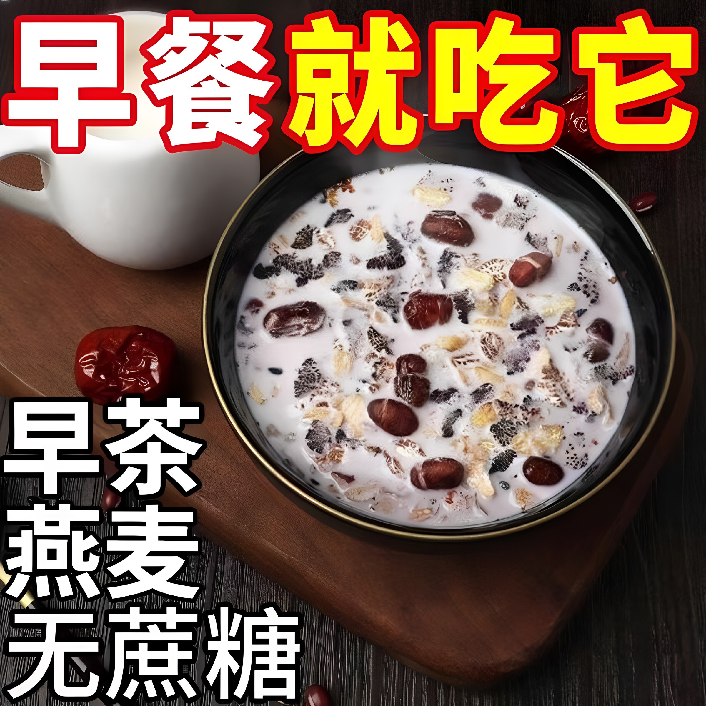 五黑谷物燕麦片早餐即食冲饮黑麦黑芝麻黑豆黑米杂粗粮速食主食品