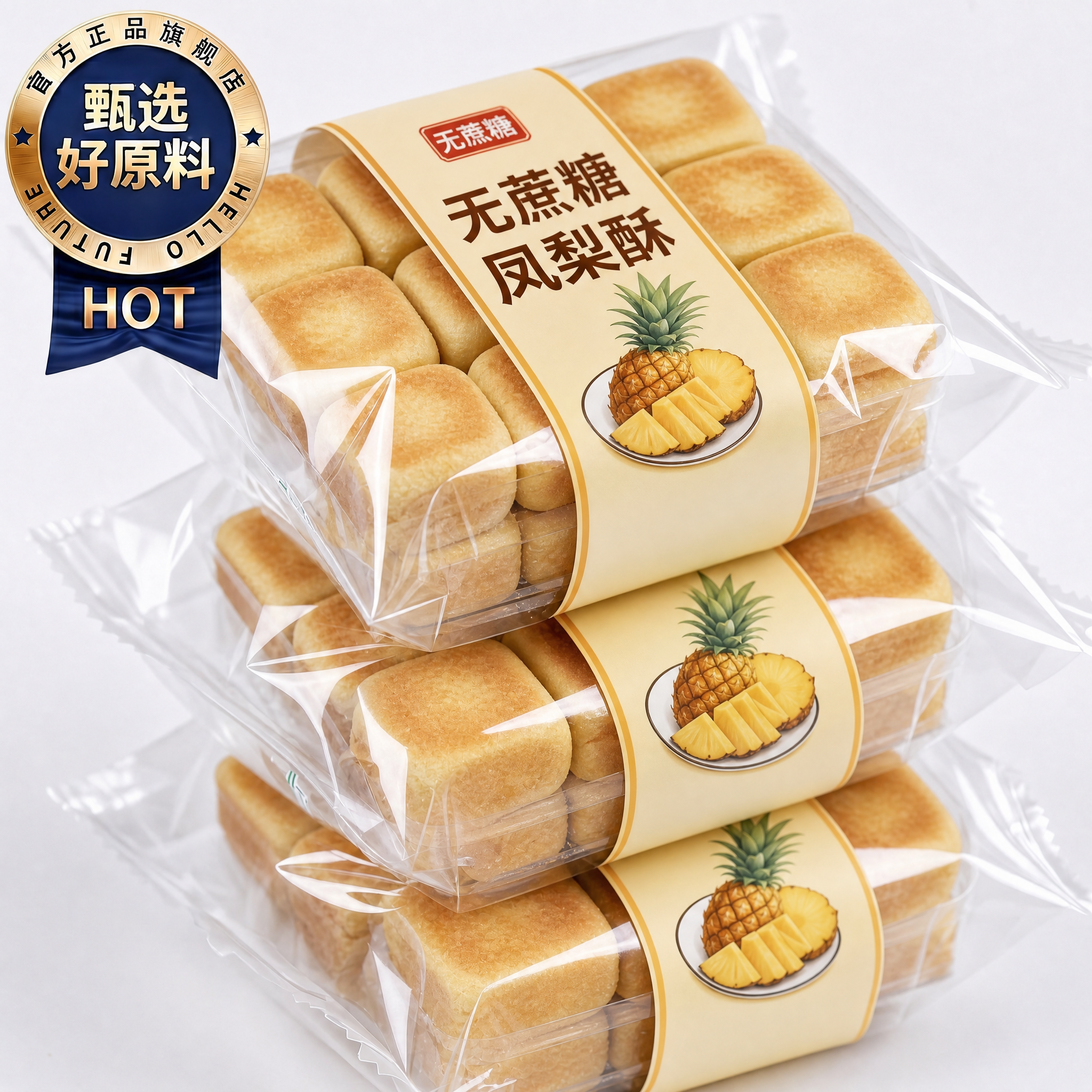 凤梨酥无蔗糖旗舰店厦门特产传统手工老字号糖尿人糕点无糖零食品