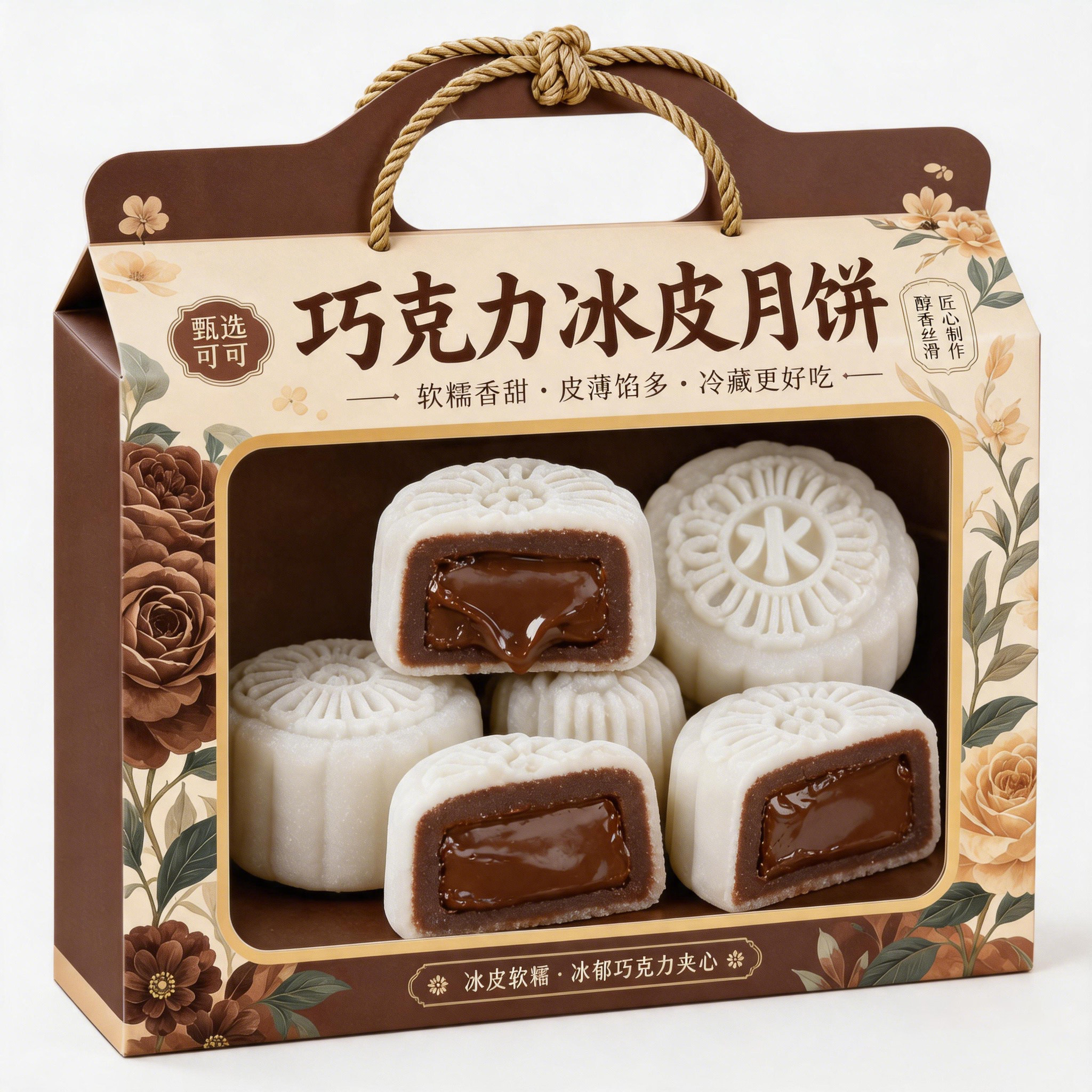 巧克力冰皮月饼官方旗舰店正品雪媚娘榴莲夹心月饼中秋节流心爆浆