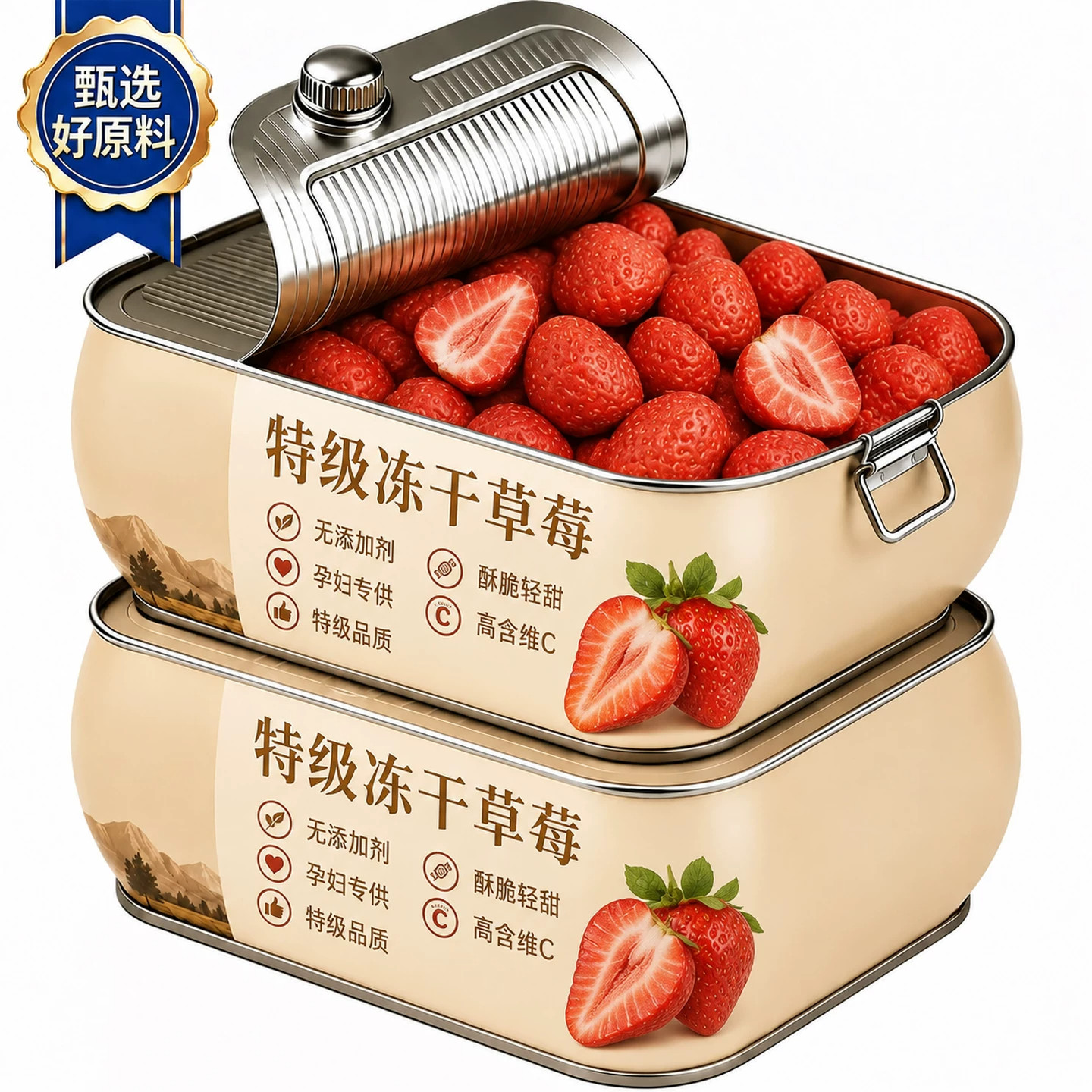 草莓冻干官方旗舰店整粒草莓脆罐装无添加无糖水果脯婴儿孕妇可吃