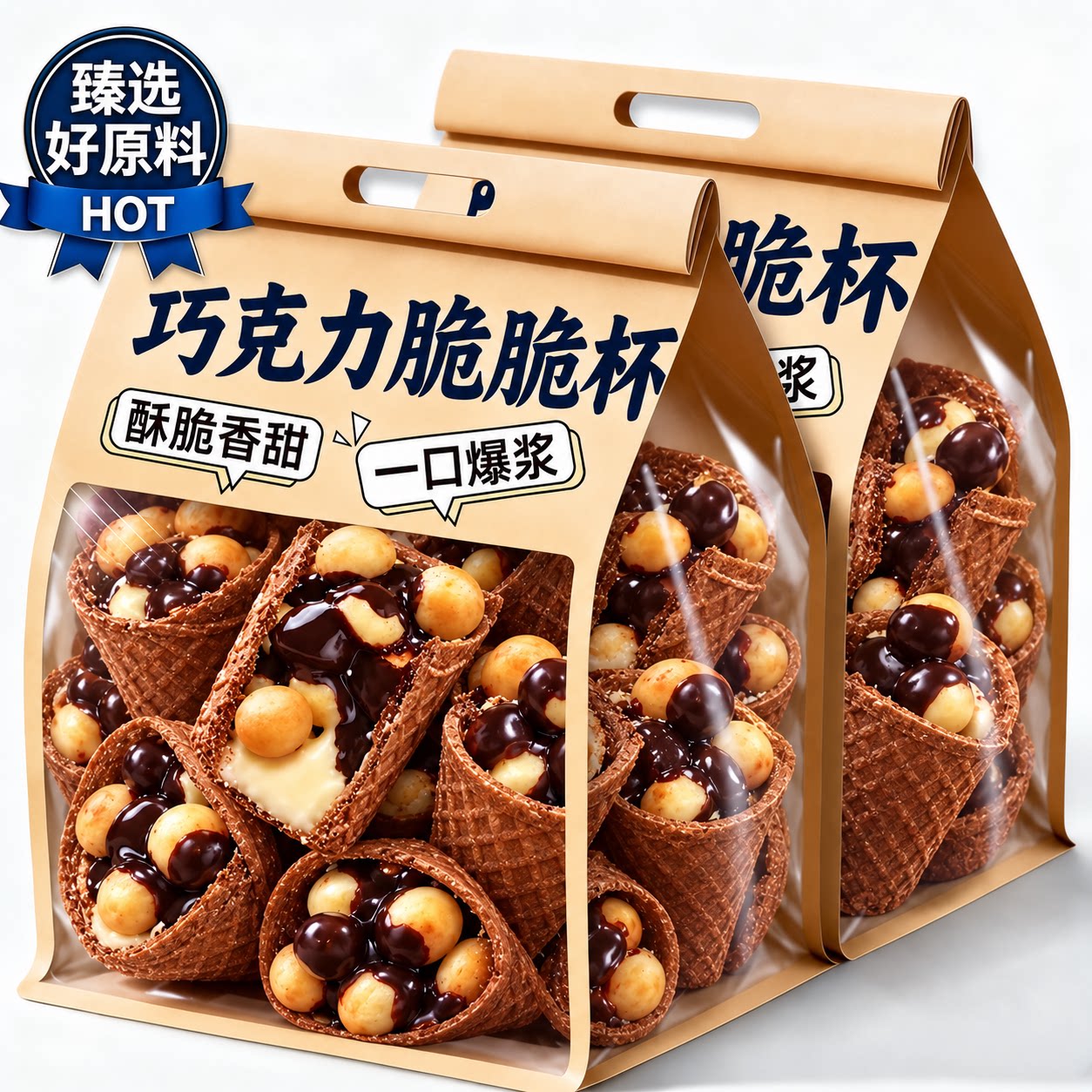 星球杯巧克力脆脆杯脆脆甜筒桶装夹心饼干儿童小零食官方旗舰店