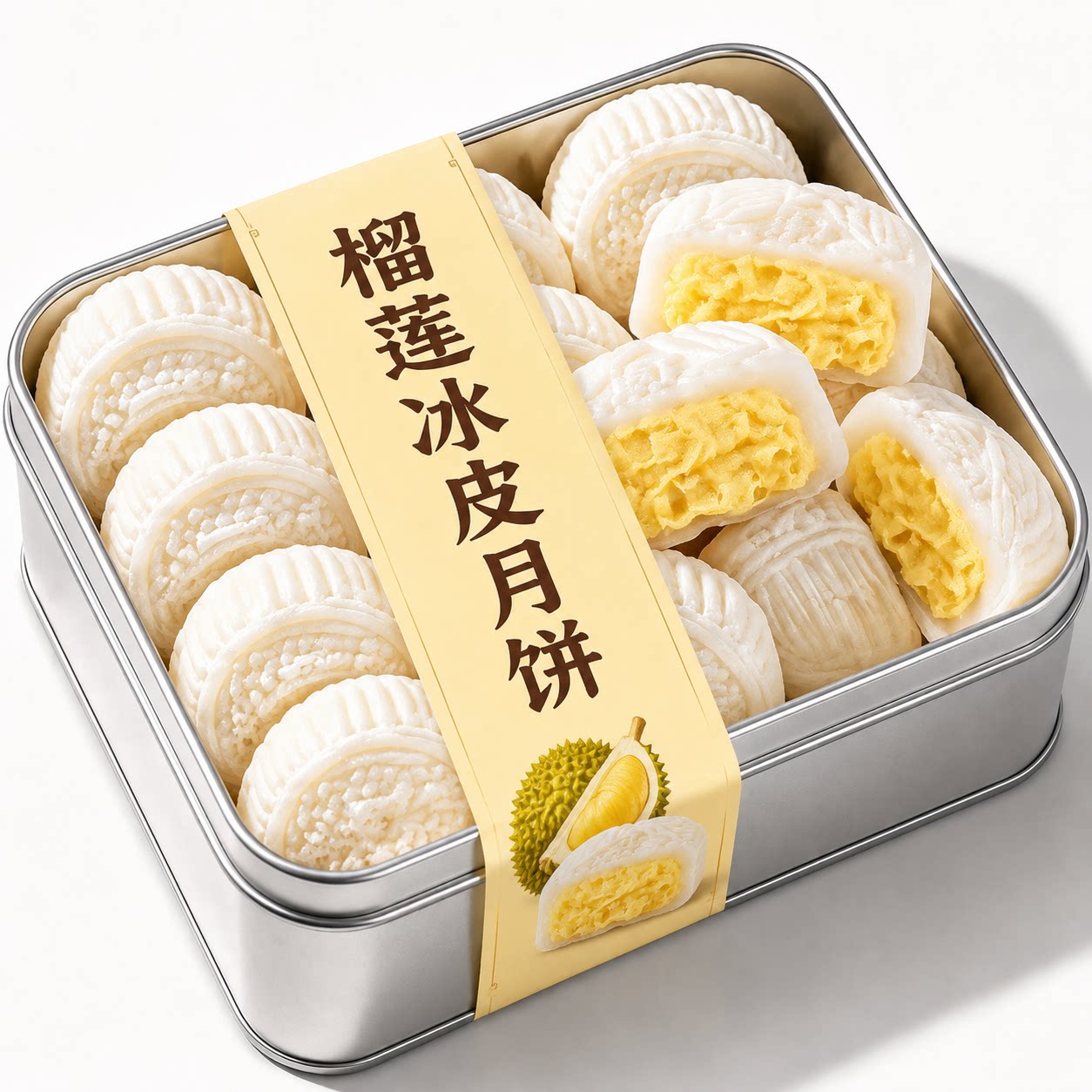 榴莲冰皮月饼广式流心水果月饼中秋节礼品团购猫山王味官方旗舰店