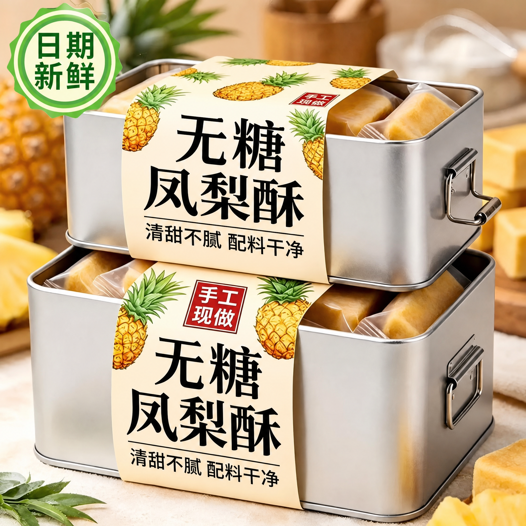 无糖凤梨酥专用小零食品健康老人无添加蔗糖孕妇孕期控糖低糖人友