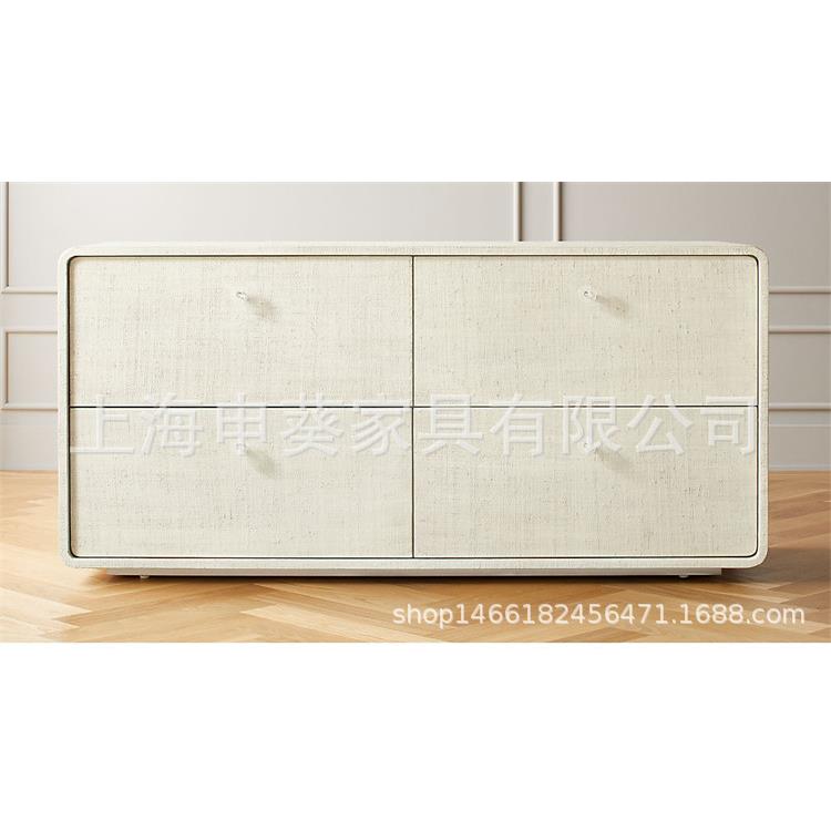 美式乡村现代简约轻奢储物柜实木收纳柜床头柜客厅卧室别墅样板房
