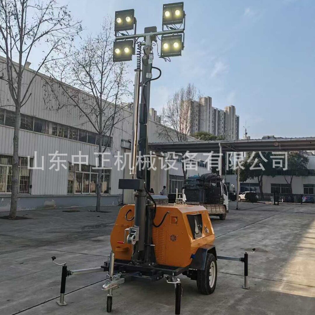 跨境出口移动照明灯塔手摇电动双控户外作业应急照明车厂家