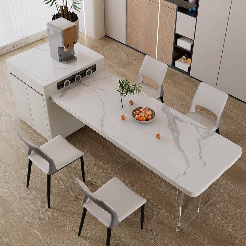 岩板岛台餐桌一体可伸缩家用开放式厨房多功能倒台轻奢功能中导台