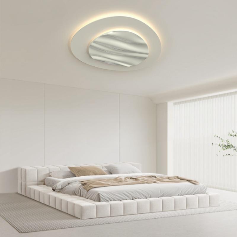 现代简约卧室灯吸顶灯全光谱护眼房间灯极简奶油风海浪主卧书房灯