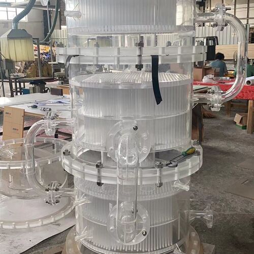高透明有机玻璃实验仪器装置压克力弯管法兰螺纹加工定制厂家直供