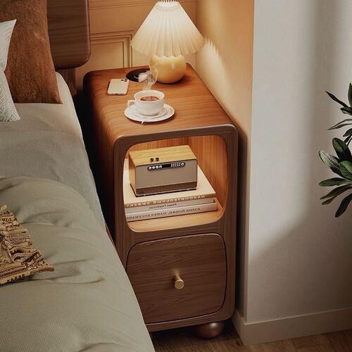 床头柜纯全实木胡桃色迷你小型窄柜小户型卧室高级感夹缝边柜25CM