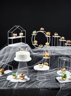 白色婚礼甜品台摆件展示架蛋糕托盘婚庆道具装饰套装冷餐茶歇摆台