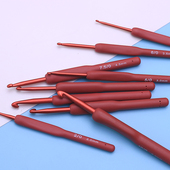 红色软柄勾针家用手工软胶粗柄钩针工具套装 毛线编织DIY勾毛衣针