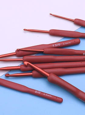 红色软柄勾针家用手工软胶粗柄钩针工具套装毛线编织DIY勾毛衣针