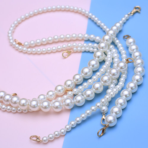 手工diy珍珠链条斜挎肩带手挽