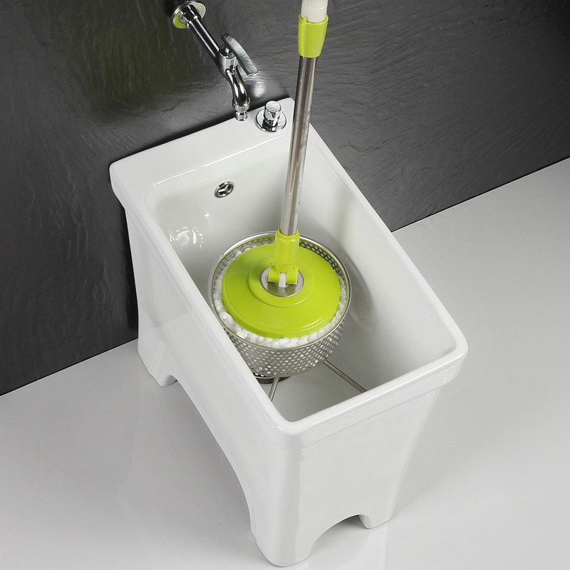 智能陶瓷拖把池方形拖布池阳台墩布盆家用清洗盆地拖桶迷你款小号