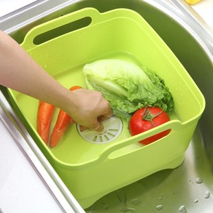家用 厨房 洗菜篮塑料移动水槽带把手沥水架洗菜蓝水池置物洗碗盆