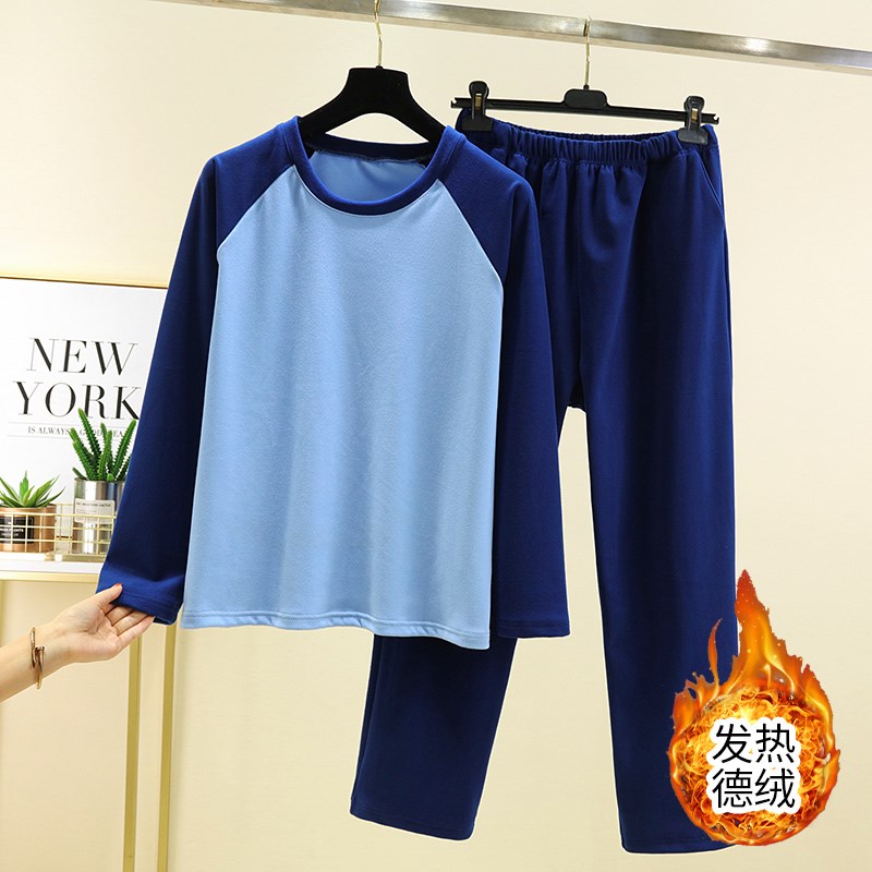 男士加绒睡衣秋冬德绒长袖2023新款休闲大码睡裤可外穿男生家居服