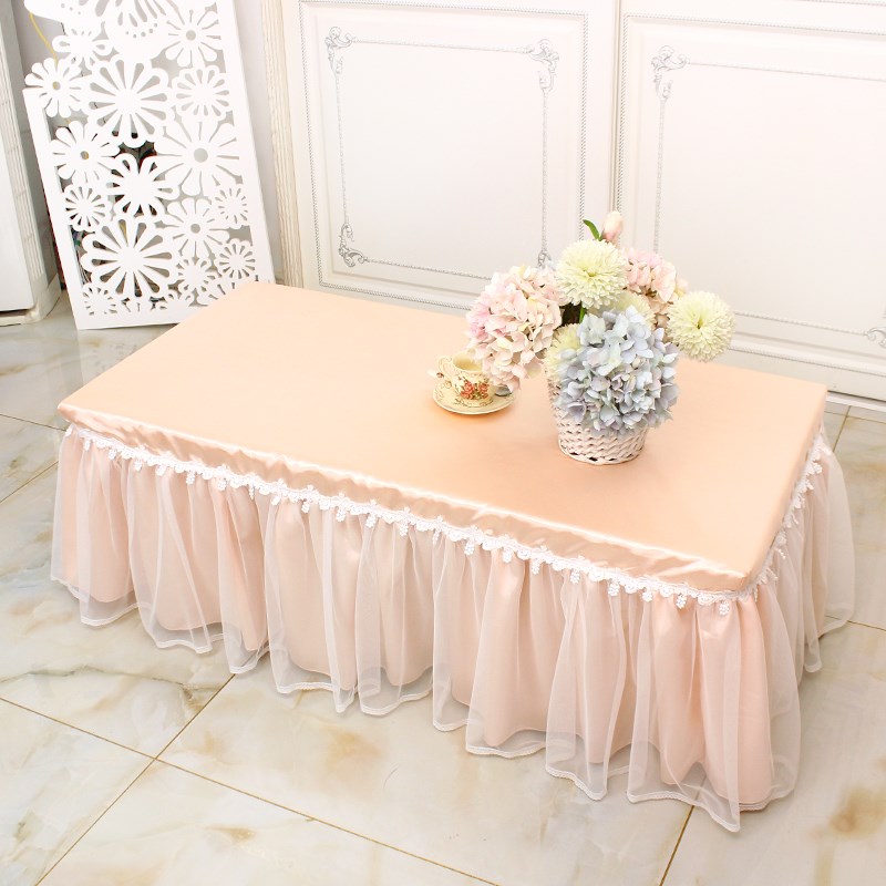 新款紫色缎面唯美蕾丝桌布套罩家用长方形茶几餐桌盖巾布艺可定制