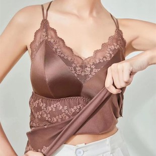 爱眸6807女士秋冬加绒加厚恒温保暖背心性感蕾丝细带美背内衣吊带