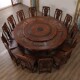 全实木餐桌椅组合15人带电动转盘中式 仿古雕花酒店饭店20人大圆桌