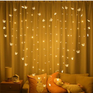 LED心形造型灯爱心窗帘灯蝴蝶心形灯夹子爱心灯l少女心房间装 饰灯