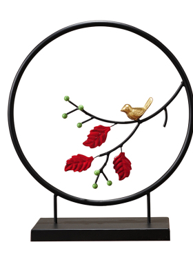 中式铁艺梅花摆件家居装饰品创意鸟玄关电视柜办公室软装禅意摆设