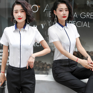 夏装 打底衫 职业装 女士短袖 上衣衬衣修身 女装 大码 2020白衬衫 正装