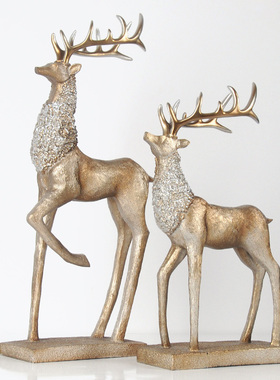 欧式客厅电视柜摆件家居饰品创意玄关酒柜书房电视柜情侣鹿套摆设