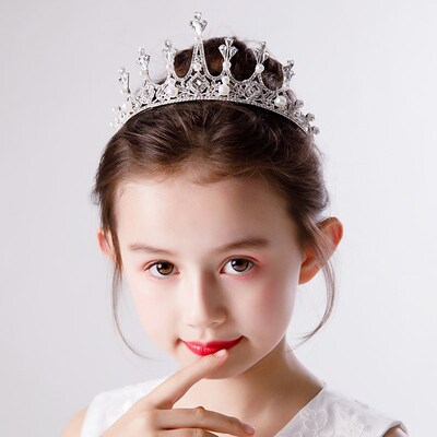 儿童皇冠头饰公主女童王冠水晶大发箍晚会走秀演出小女孩生日发饰