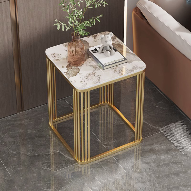 北欧岩板边几简约小茶几宽50/60/70方桌轻奢沙发边几桌子极简角几