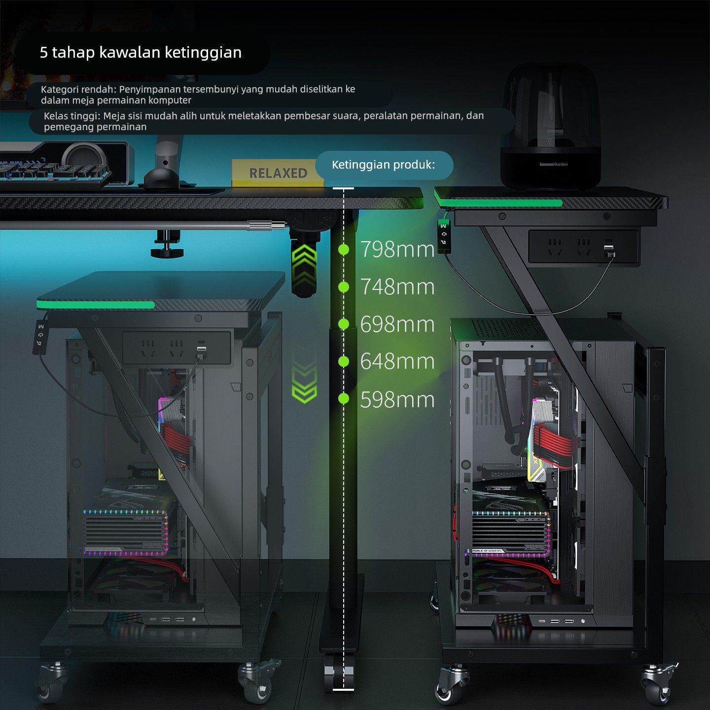 卓猫双层可调高度主机箱托架移动工作台rgb灯光主机底座创世神