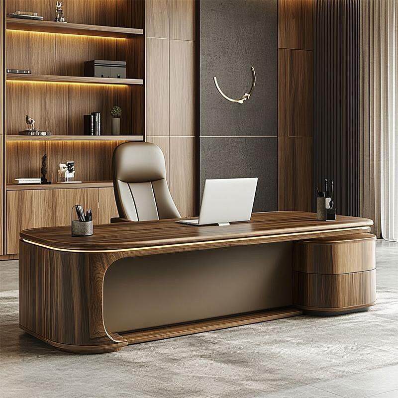 新中式实木办公桌简约现代老板桌高端大班台总裁董事长办公室家具