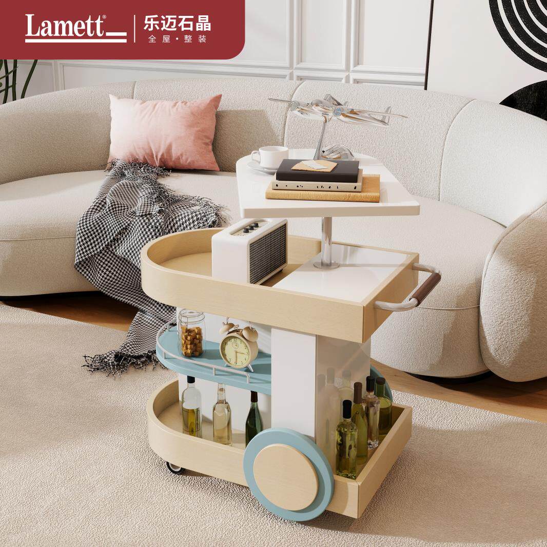 乐迈石晶移动零食柜沙发边几书房小推车卧室床头柜可移动收纳柜
