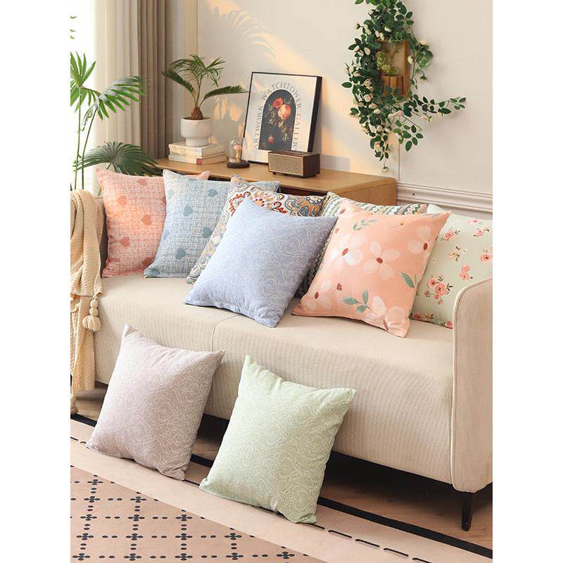棉帆布抱枕套小清新靠垫不含芯老粗布靠背垫罩办公室沙发靠枕定制