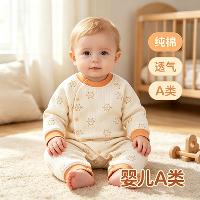 婴儿衣服纯棉春秋冬新生儿连体衣