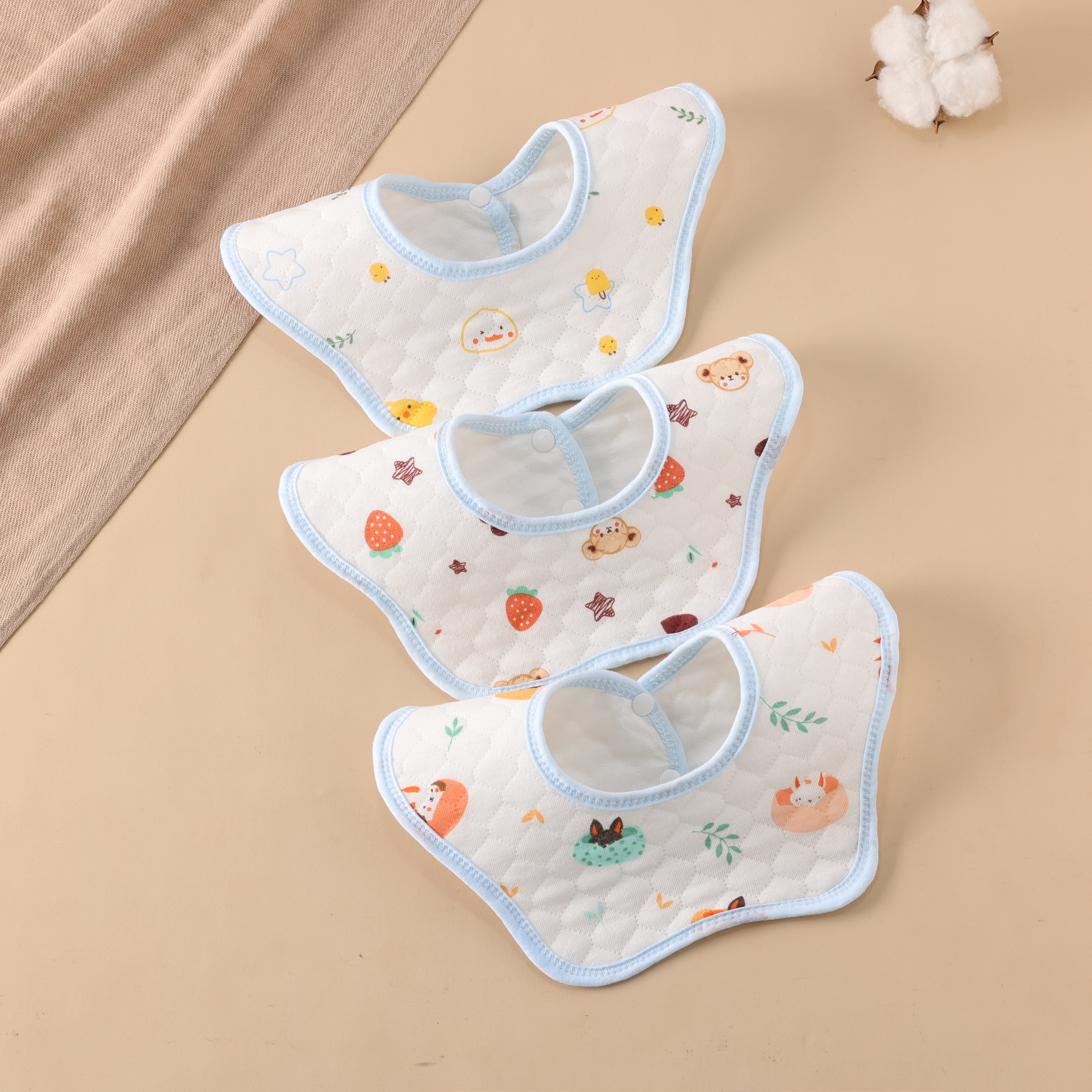 萌森鸭防水口水巾2025婴儿新生儿可旋转防吐奶围兜围嘴