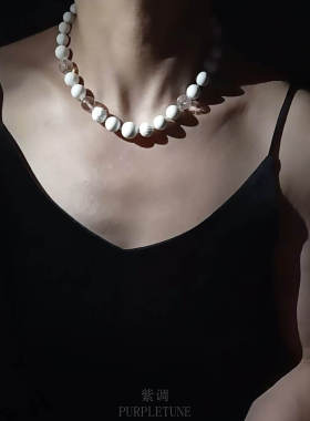 紫调 白贝天然白水晶圆珠925银白色项链平安顺遂 呼吸感 纯净美学