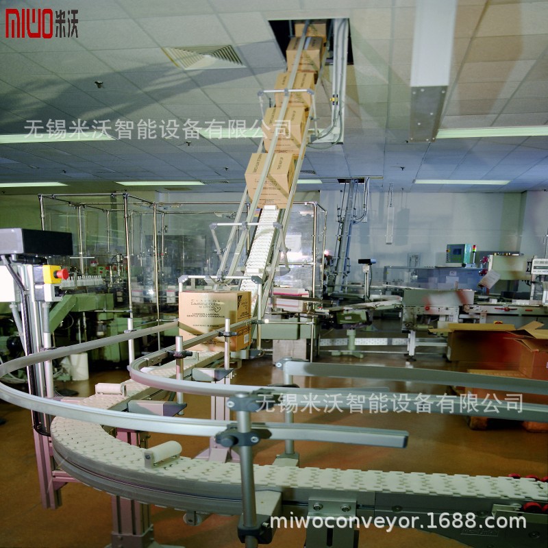 无锡厂家直供柔性输送 90°转弯柔性输送系统 平板输送链63-295mm