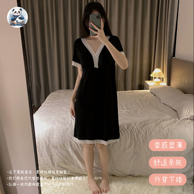 270斤大码莫代尔蕾丝花边睡裙