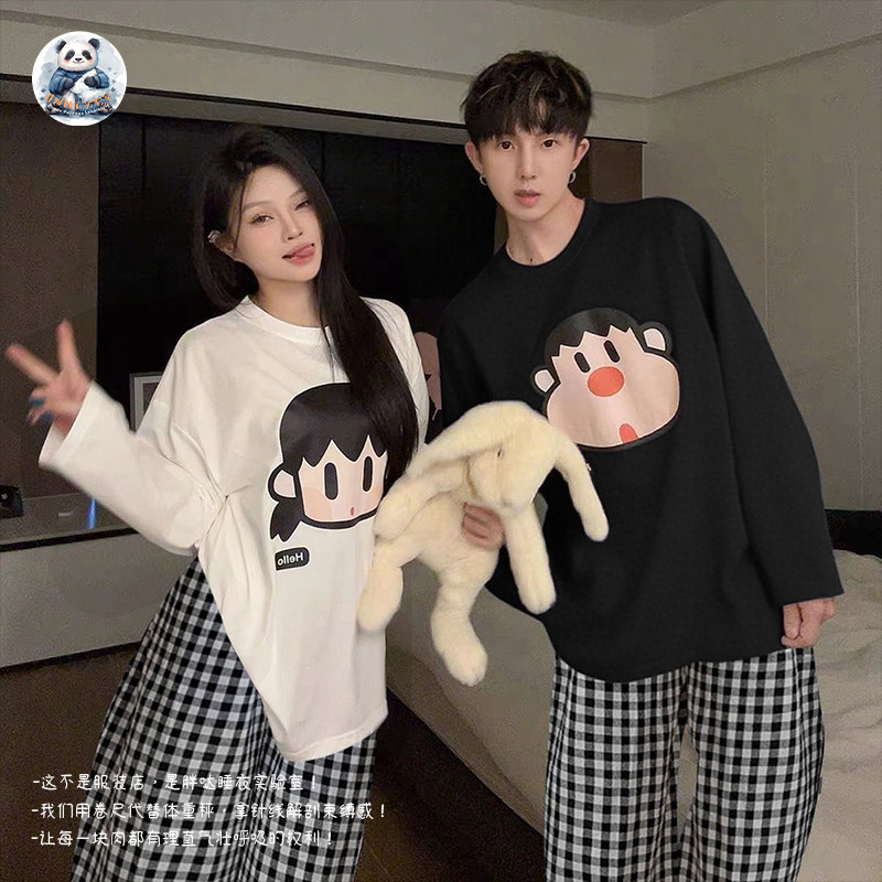 情侣睡衣宽松圆领男女春秋季静香胖虎长袖卡通可爱格子家居服套装,女士内衣/男士内衣/家居服,睡衣/家居服套装,淘宝优惠券,粉丝福利购,淘宝优惠卷