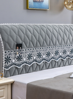 新款全包夹棉床头套罩弹力软包布艺床头罩欧式木板防撞靠垫防尘罩