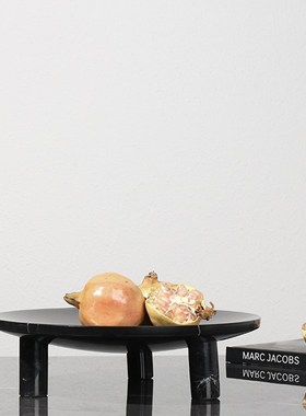 北欧侘寂风大理石样板房书柜酒柜茶几水果坚果盘客厅餐桌托盘摆件